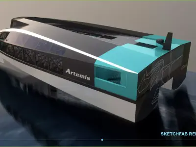 Artemis hydrofoil electric ship Low-poly 3D model