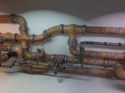 Modular Industrial Pipes Low-poly 3D model buy