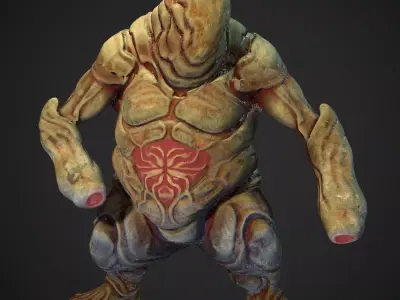 Alien Gunner Horror - 3D character enemy npc lowpoly game ready Low-poly 3D model