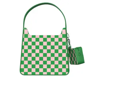 Green Checkboard Leather Hobo Bag 3D model