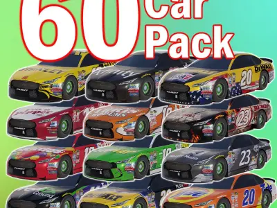 60 CAR PACK - NASCAR Race Cars Free 3D model