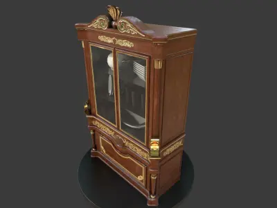 Vintage Wooden Cabinet Low-poly 3D model