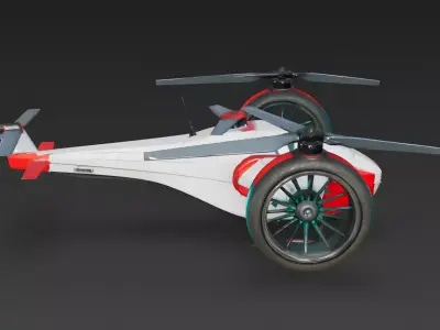 Sci-Fi Weathered Hybrid VTOL Drone 3D Model Low-poly 3D model