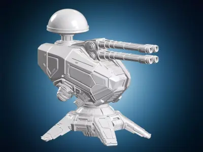 Futuristic Automated Turret 3D Print Model 3D print model