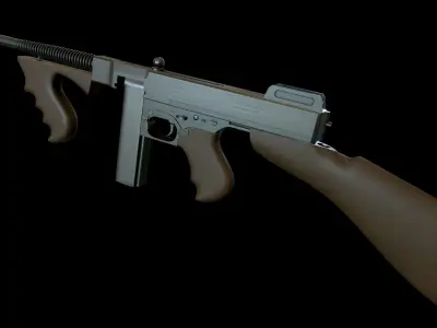 Thompson submachine gun Free low-poly 3D model buy