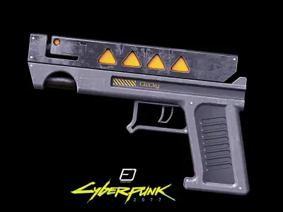 Cyberpunk Pistol PBR Gun Low-poly 3D model