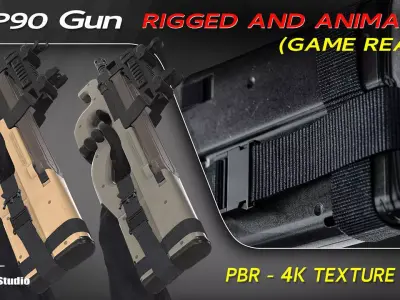 FN P90  Rigged and Animated Low-poly 3D model