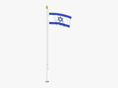 IsraelFlagStandPoleAnimated 3D model