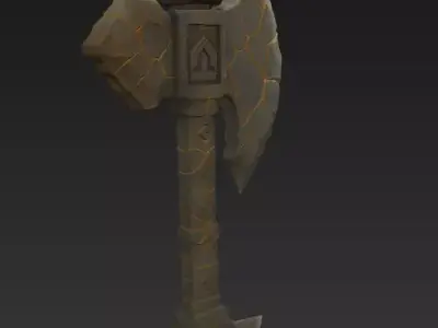 Stone Rune Axe - Stylized Fantasy Weapon 3D model