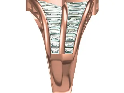 Antique Double Trillion Baguette Setting Ring 3D print model