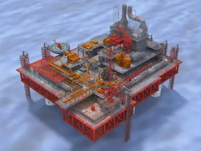 Offshore drilling platform-oil drilling 3D model purchase