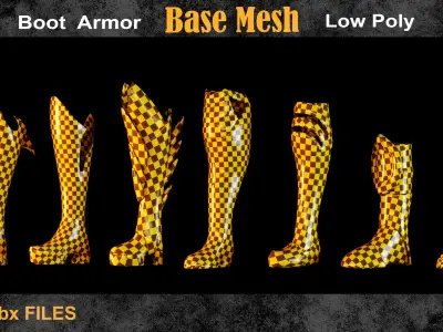 35 Boot Armor Base Mesh vol 14 Low-poly 3D model
