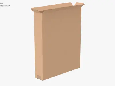 Cardboard Box 50x10x60 Half Open 3D model
