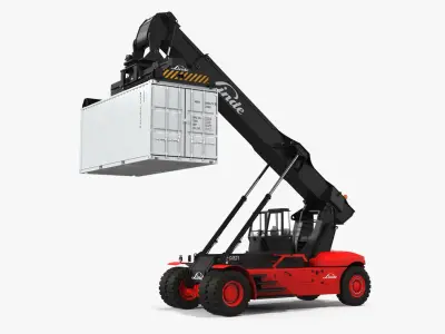 Linde Reach Staker with 20ft ISO Container Rigged 3D model