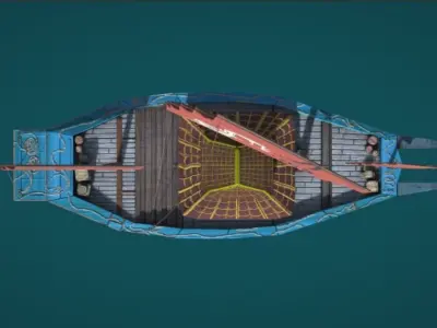 Old Asian Sea Ship Low-poly 3D model