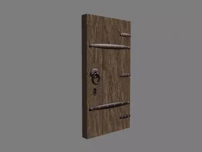 Stylized Medieval Wooden Door Low-poly 3D model