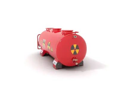 Industrial Red Storage Tank model pack with radiation symbol Low-poly 3D model