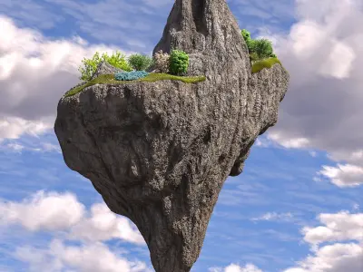 Floating Forest Cliff 3D model