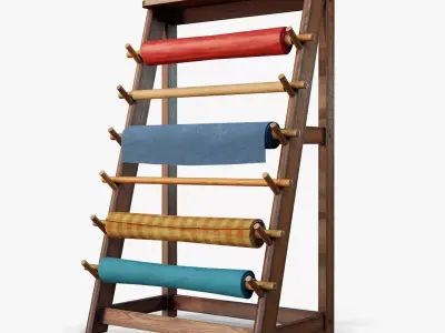 Rack Fabric Roll Textile Low-poly 3D model