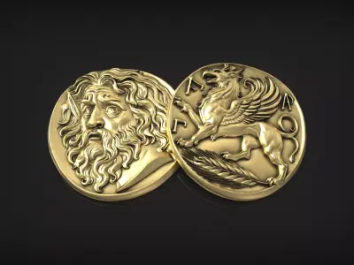 Ancient Greek Coin Stater of Panticapaeum Antique Replica 3D print model