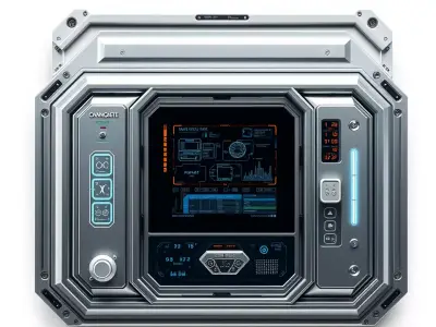 Futuristic Control Panel model pack with digital screen and b... Low-poly 3D model