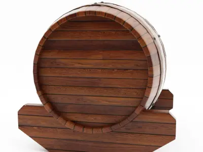 PBR Low Poly Barrel wooden wine Free 3D model