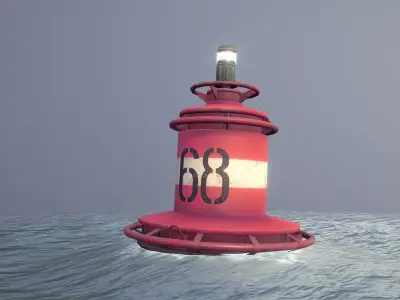 Buoy River RB-4-02 Right Turn Mark Low-poly 3D model