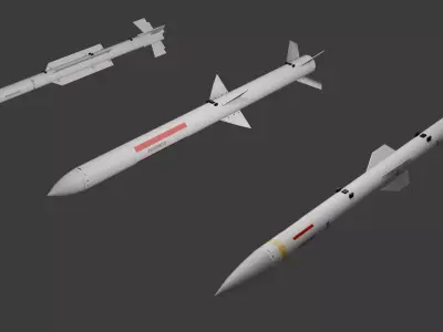 Low Poly 3x Modern Chinese Missiles 3D Model Pack