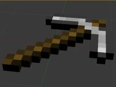 Minecraft Pickaxe Low-poly 3D model