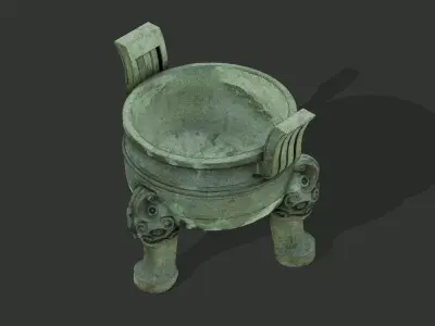 Traditional Chinese bronze ding Low-poly 3D model