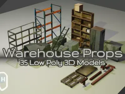 Warehouse props - 35 Low Poly 3D Models Low-poly 3D model