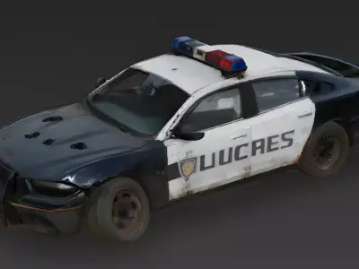 Patrols End Ruined Police Cruiser 3D Model Low-poly 3D model