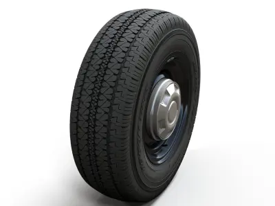 Vintage sedan wheel highpoly  3D model