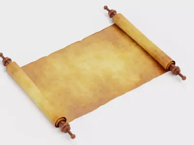 Scroll V1 - Medieval Paper Roll Prop Low-poly 3D model