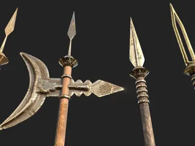  MEDIEVAL SPEAR AND SWORD 17 PIECES PACK Low-poly 3D model