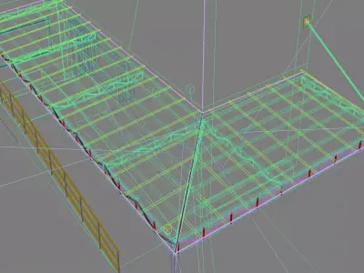 Commercial Building Entrance with Glass Canopy and Ramp 3D Model 3D model