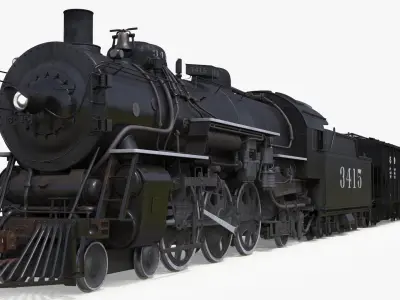 Steam Engine with Covered Hopper Cars  purchase 3D model