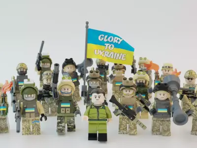 Volodymyr Zelenskyy Ukrainian President   with UA Force squad 3D model