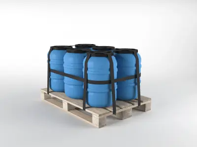 Barrel on Pallet Low-poly 3D model