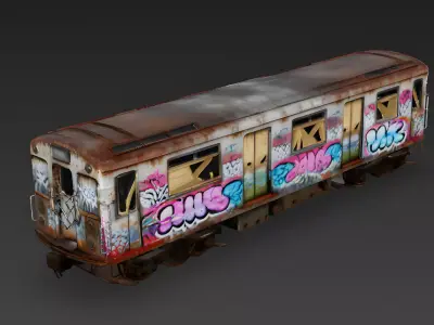 Graffiti Ghost Ruined Subway Car 3D Model Low-poly 3D model