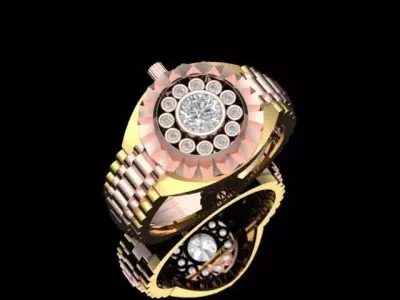 Rings gold and diamond ring 3D print model