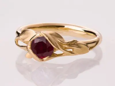 vintage Leaves flower Engagement Ring 1060 3D print model