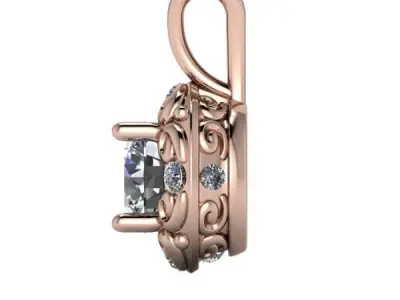 Intricate Antique Scroll ArtDeco Diamond Pendant Necklace 3D print model purchase