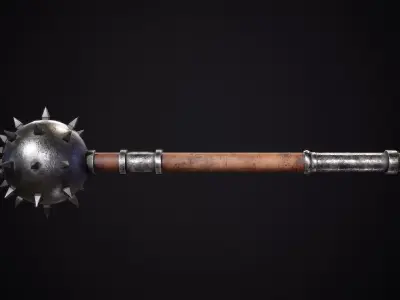 Game Ready Morning Star Mace Low Poly PBR Low-poly 3D model