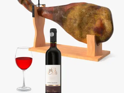 Ham Leg with Red Wine Collection 3D model