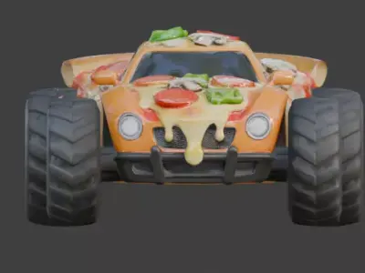 Pizza Delivery Monster Truck 3D Model Low-poly 3D model