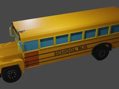 Old School bus  Low-poly 3D model