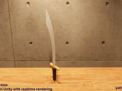 Scimitar - Lowpoly Textured and Colorbased sword Low-poly 3D model