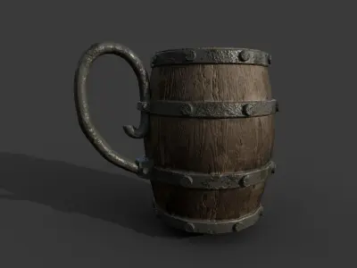 Wooden Mug Medieval Low-poly 3D model