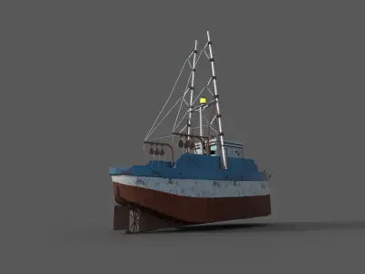 3d ship old fishing boat Low-poly 3D model